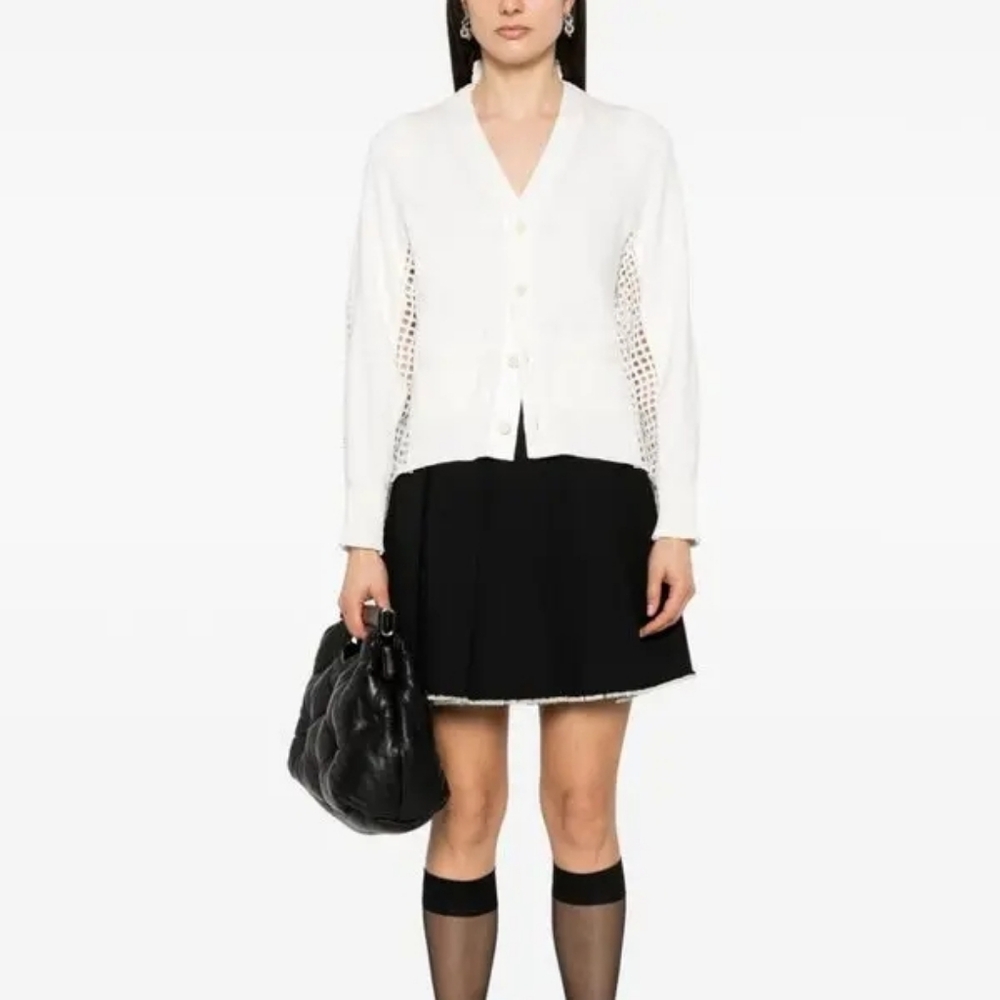 Sacai White Embroidered Cardigan XL - Picture 7 of 14